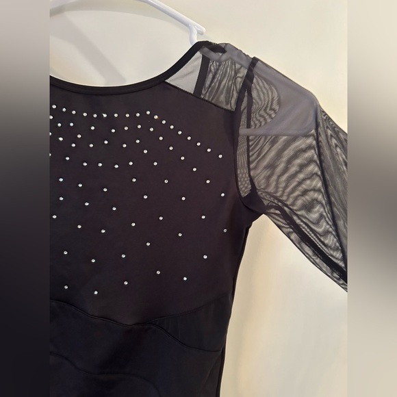 Justice black bodysuit with rhinestones. Sz 10 - Picture 3 of 7